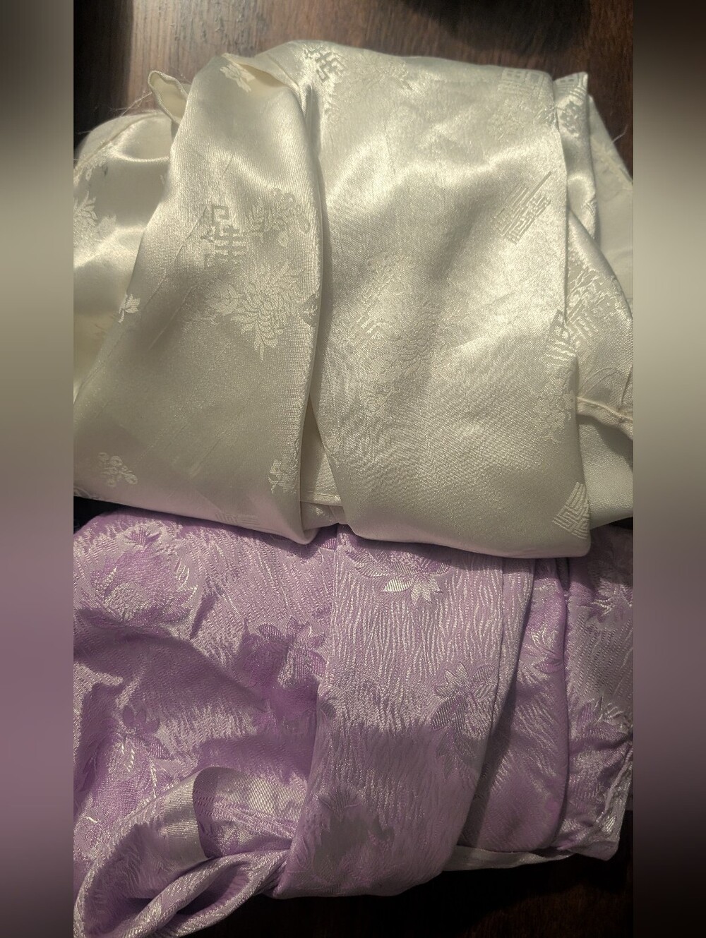 Bali Attire- 2 Silk Jacquard Tops- 1 White and 1 In Light Lavender